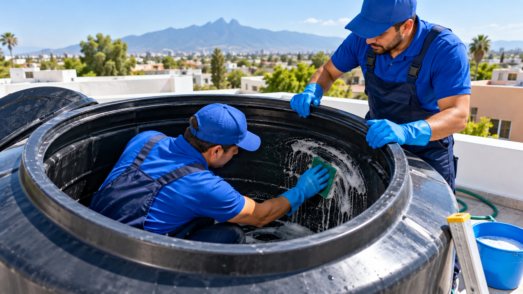 Desinfección de depósitos de almacenamiento de agua